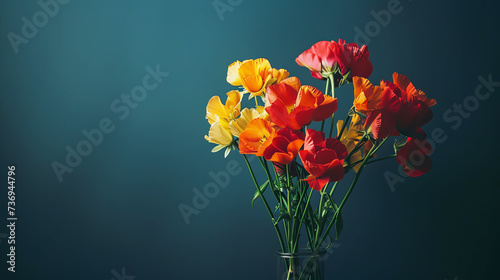 Vivid Blooms: Radiant Bouquet Against a Moody Grey Canvas