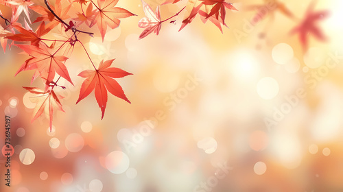 Autumn scenery  autumn scenery with falling maple leaves