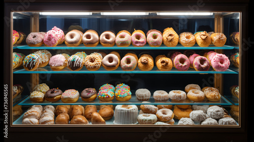 A display case filled with lots of different types.