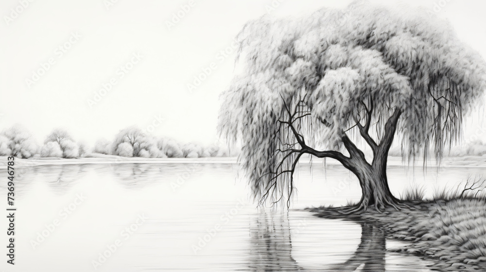A drawing of a willow tree