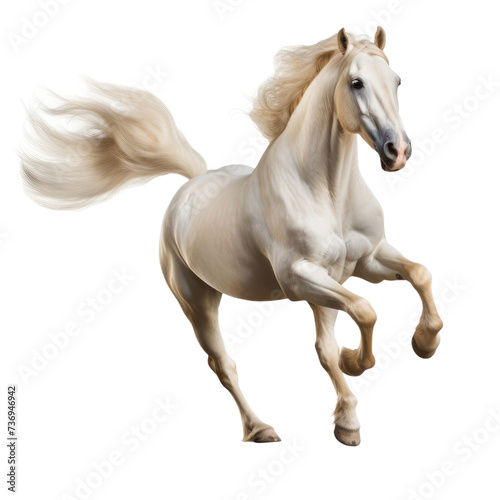 Elegant horse in running pose on transparent background