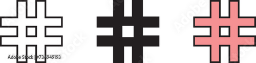 Hashtag Symbol, Icon Lined, Isolated and Colored Style. Vector Illustration