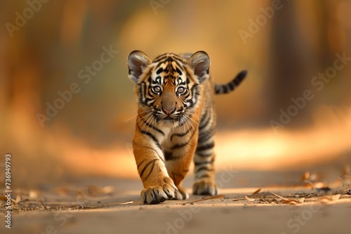 baby Tiger, Professional photo, wildlife tele shot style, blur background