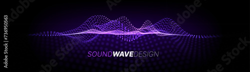 Music Abstract Background. Particles Equalizer Sound Wave Big Data Design. Dynamic Light Flow, with Blurred Depth of Field Effect. Vector Illustration.