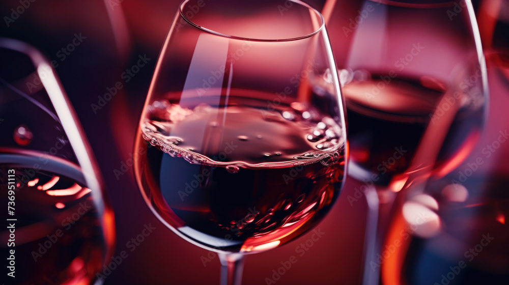 Glass of red wine close up