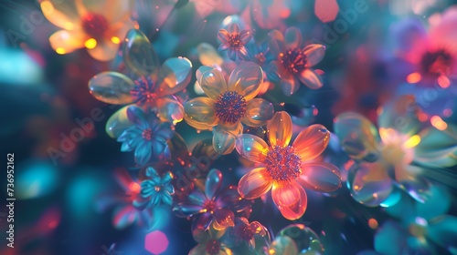 Digital technology transparent colorful flower © shameem