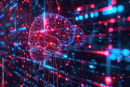 Neural circuit and electronic cyber brain in a quantum computing system, artificial intelligence technology, biotechnology and machine learning concept