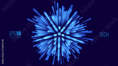 Blue Digital Firework Background. Innovation Banner. Vector Illustration.