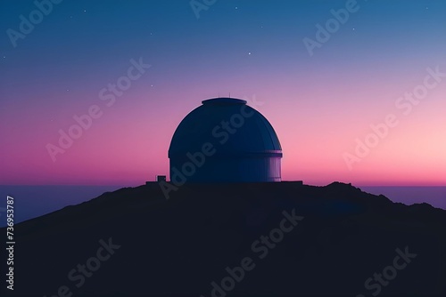 Atmospheric stock image of a quiet observatory at twilight  the dome silhouetted against a gradient sky  waiting to unlock the secrets of the night.
