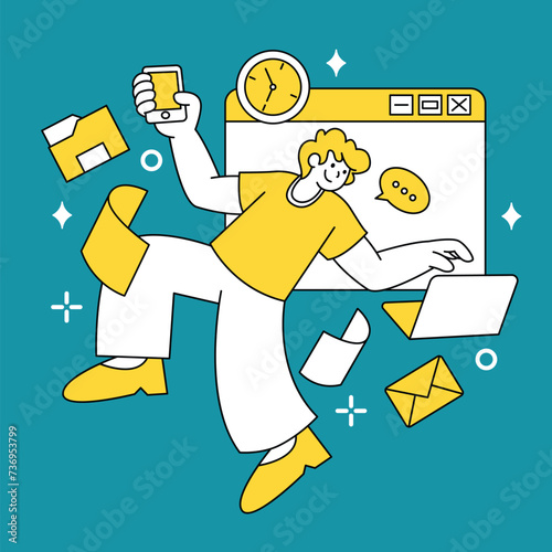Free vector hand drawn multitask business work