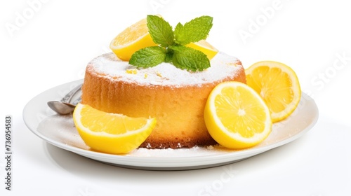 Lemon cake isolated on a white background