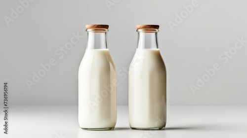 Milk on bottle isolated on a white background