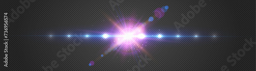 Transparent Star Light Lens Flare Effect. Abstract Overlay Background. Spotlight Flash with Rays. Flare Haze Leak Vector Illustration.