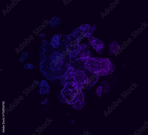 Abstract Particles Background. Chemistry Biology Micro World Concept. Microorganism Cells Under Microscope Abstract Science Backdrop. Vector Illustration.