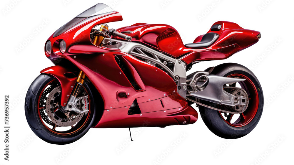 Red racing motorcycle on a transparent background PNG