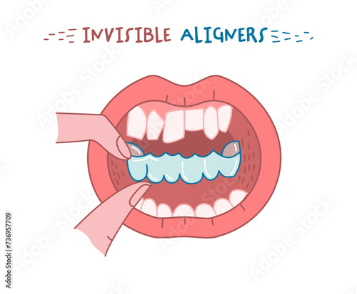 Orthodontic silicone trainer. Invisible braces aligner poster.
