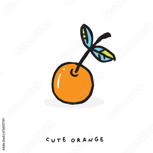 Cute doodle cartoon hand drawn Orange illustration