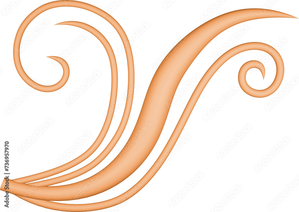 3D illustration rendering of a bending branch with leaves on a transparent background 3D illustration rendering of a bending branch with leaves on a transparent background
