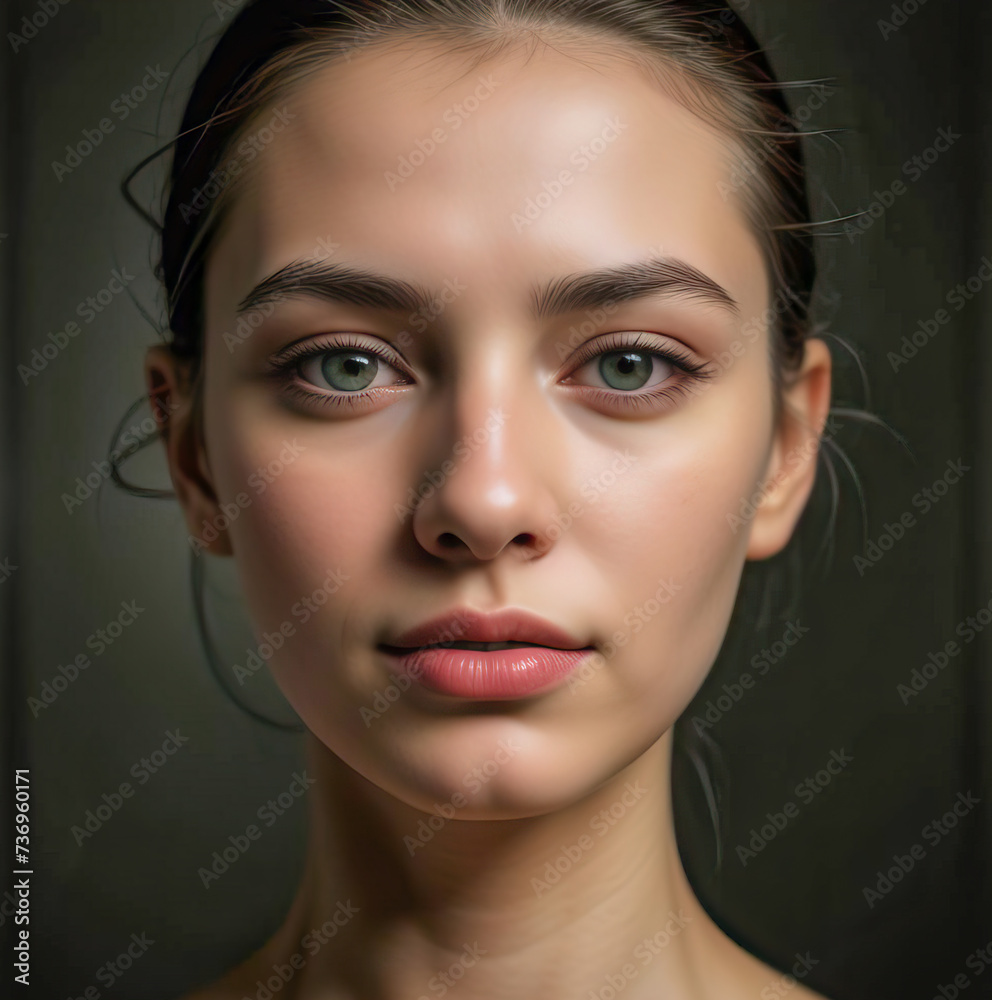Green-eyed brunette with a thoughtful look Green-eyed brunette with a thoughtful look