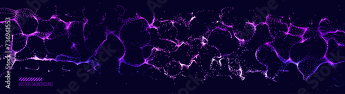 Abstract Medical Science Flowing Particles Background. Abstract Biological Mutation or Microscopic Virus Concept. Biology, Chemistry, Virology Vector Illustration.