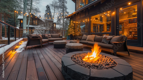 Fire Pit on Wooden Deck