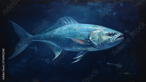 A painting of a fish with the word "Fish" on it.