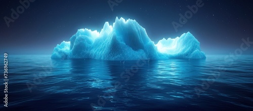 Digital Antarctic iceberg in the ocean in futuristic polygonal photo