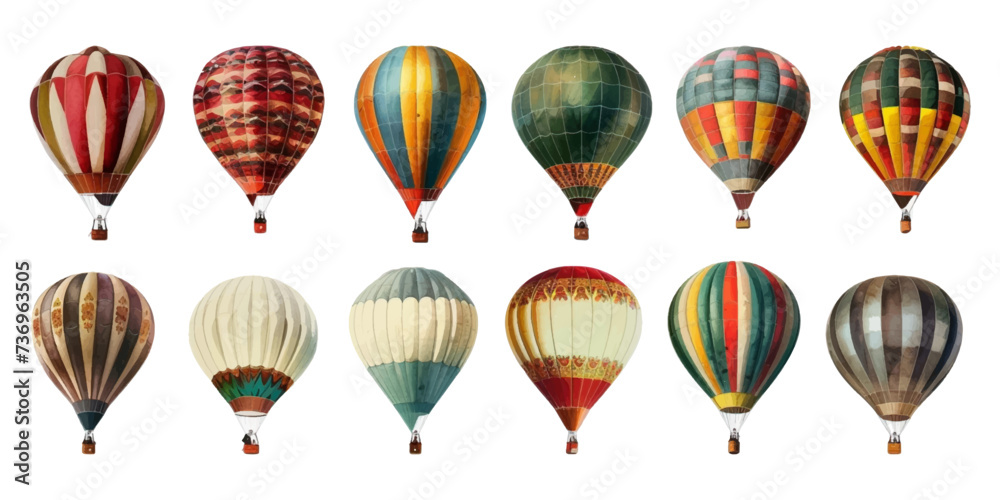 Set of hot air balloons on white background. Set of hot air balloons on white background.