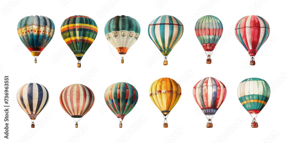 Set of hot air balloons on white background. Set of hot air balloons on white background.
