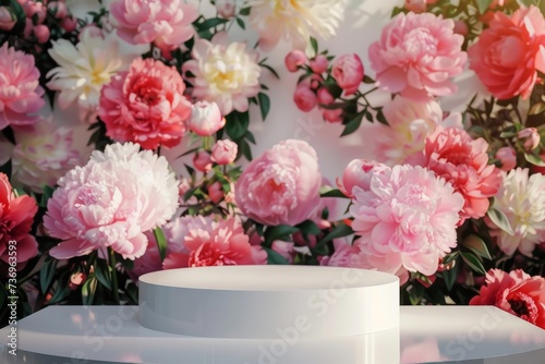 Wallpaper Mural minimalist spotlight illuminates a stark white podium, showcasing its clean lines and geometric form Torontodigital.ca