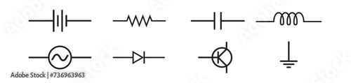 electronic components, vector symbol on transparent background.