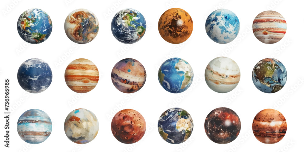 Set of planets on white background Set of planets on white background