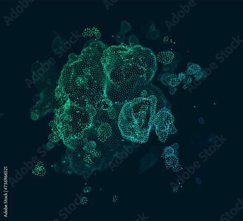 Abstract Particles Background. Chemistry Biology Micro World Concept. Microorganism Cells Under Microscope Abstract Science Backdrop. Vector Illustration.