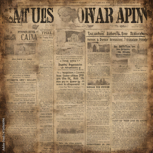 This vintage newspaper exudes an aged and grungy texture, adding a touch of nostalgia to its background.