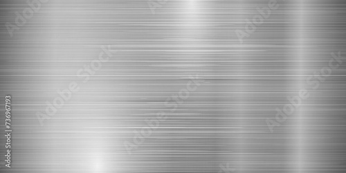 Brushed Aluminum with Bright Highlights. Stainless Steel Texture Metal Background. Vector Illustration.