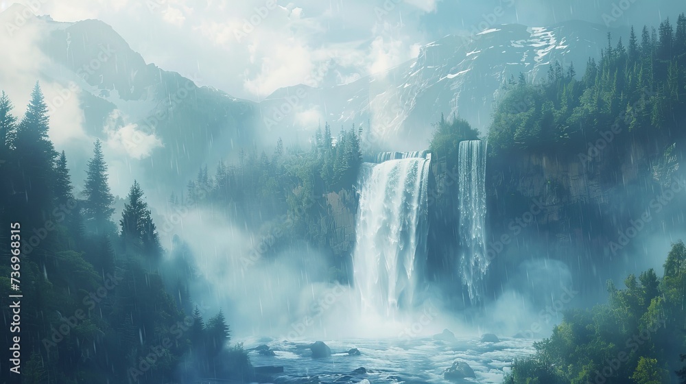 Majestic Wilderness Waterfall