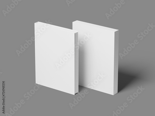 Fotografija Isometric White Blank Hardcover Book and Slipcase Mockup 3D Render