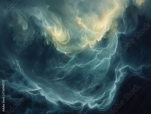 Tenebrous depths of a nebulous sea home to luminescent creatures Mysterious abyss