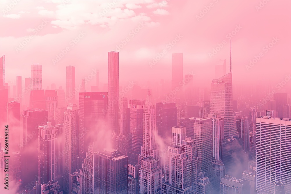 modern pink metropolitan cityscape.