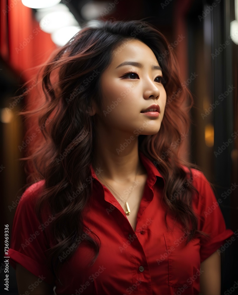 Beautiful Confident Young Asian Woman - Going to Work - Succesful Lady in Life and Work - Pretty and Fine features with fair Skin.