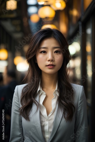 Beautiful Confident Young Asian Woman - Going to Work - Succesful Lady in Life and Work - Pretty and Fine features with fair Skin.