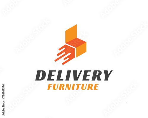 square box chair fast delivery logo icon symbol design template illustration inspiration