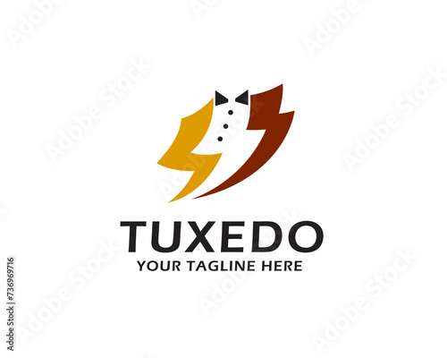 power energy tuxedo suits for brand tailor product logo design template illustration