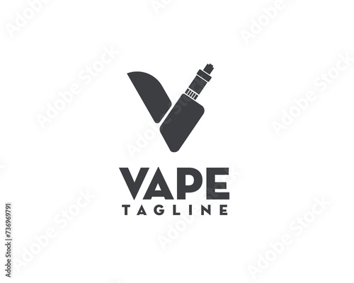 V initial letter vapor tool brand product, shop logo design template illustration inspiration