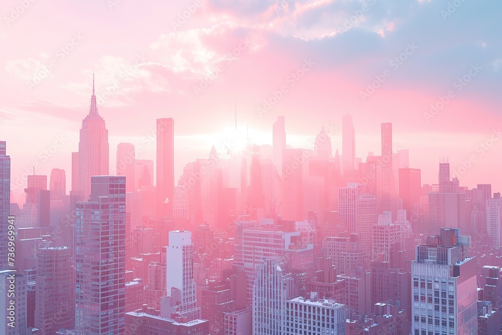 Fototapeta premium modern pink metropolitan cityscape.