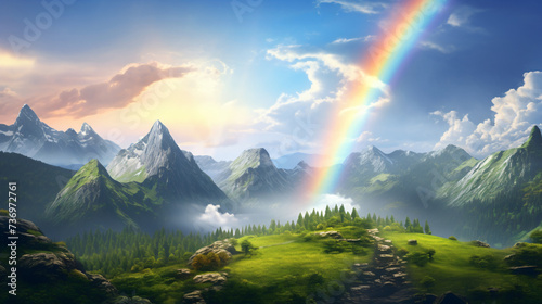A rainbow over a mountain © Natia