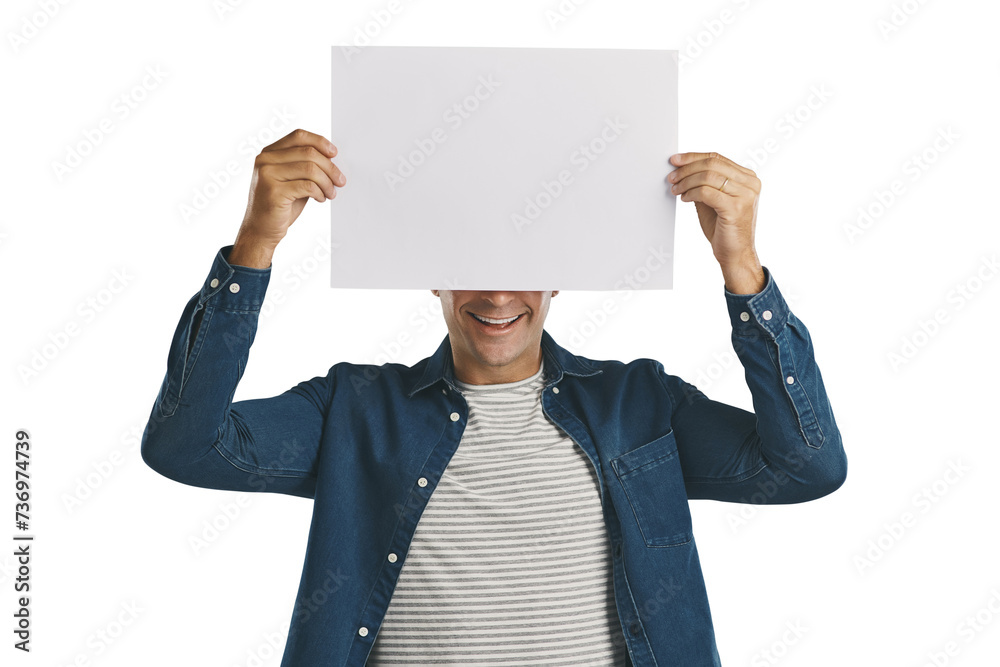 Man, hiding and paper poster for marketing with mock up, advertising space or information for advertisement. Person, billboard promotion and show announcement isolated on png a transparent background Man, hiding and paper poster for marketing with mock up, advertising space or information for advertisement. Person, billboard promotion and show announcement isolated on png a transparent background