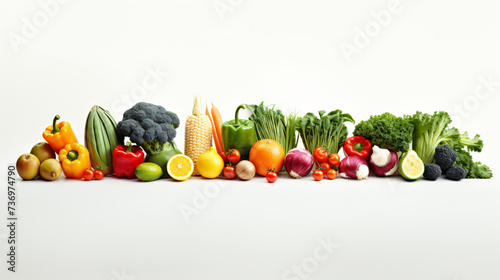 A row of vegetables and fruits