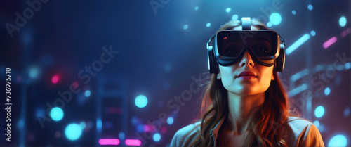 female engineer working with virtual reality headset photo