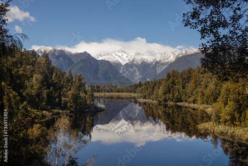 Matheson Lake with Mount Cook reflected. New Zealand © Raquel